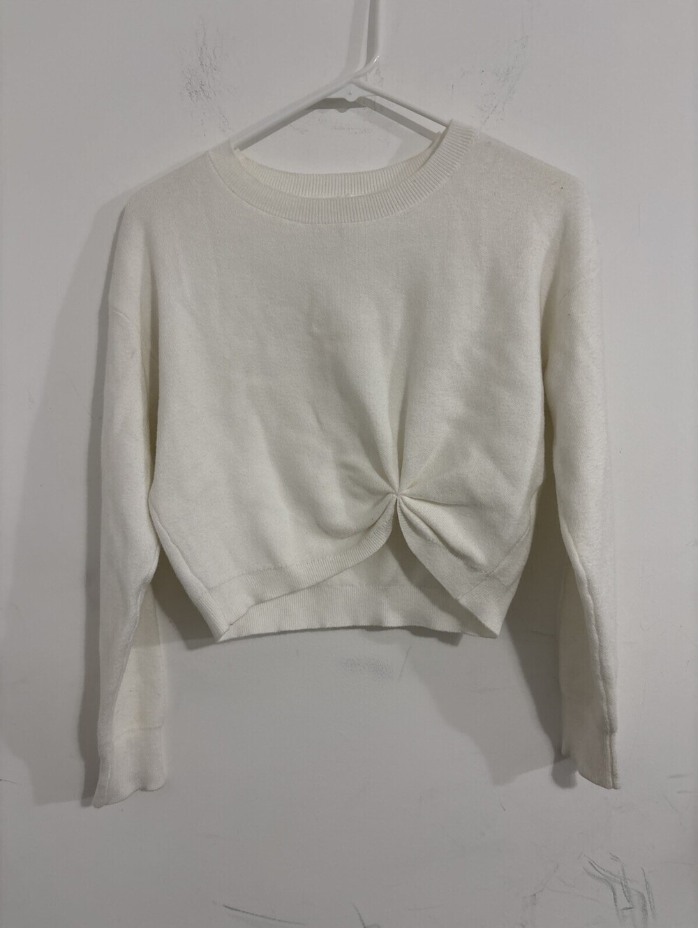 by anthropologie Cropped Twist Front Sweater XXS CREAM